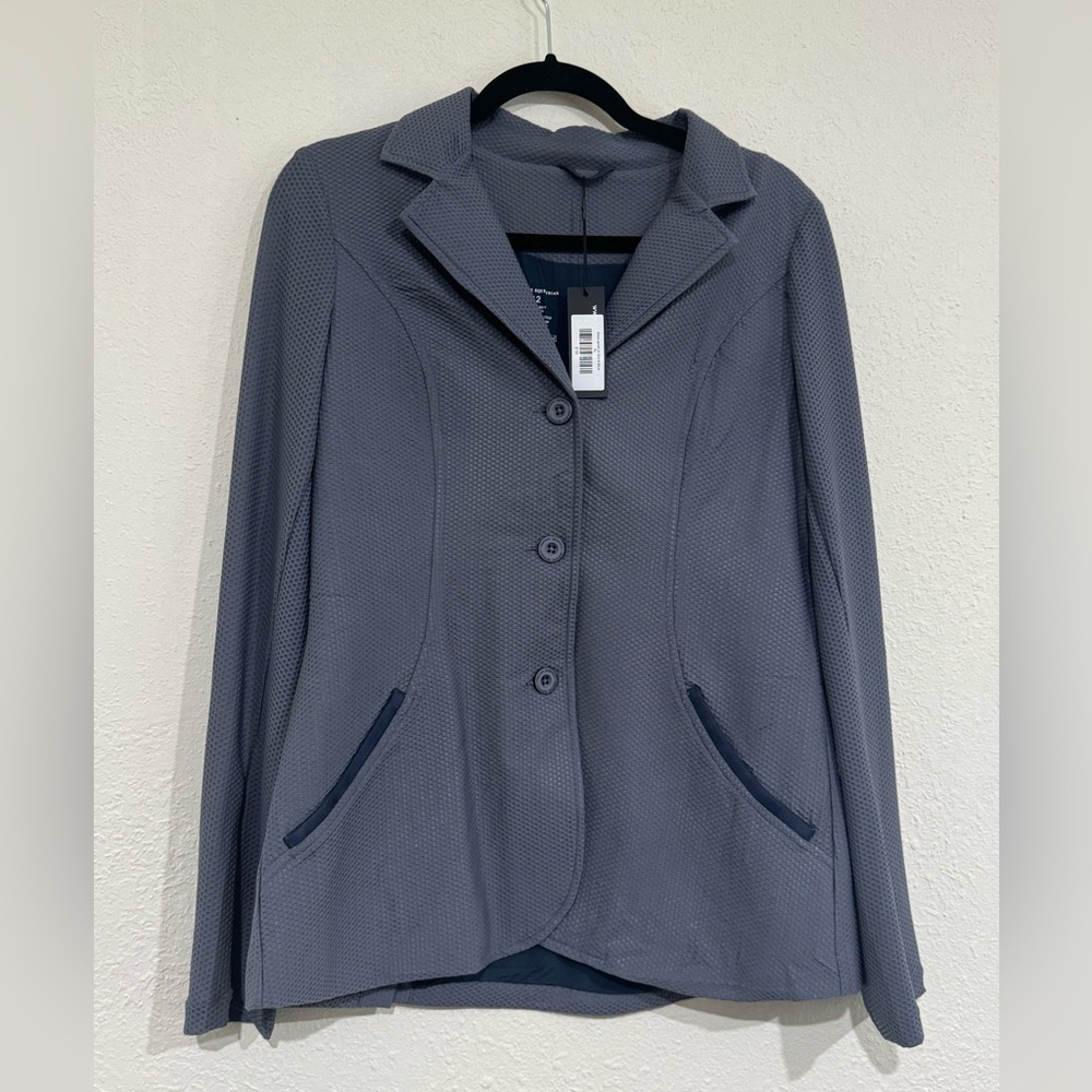 Womens Textured Button-Front Jacket in Slate Blue